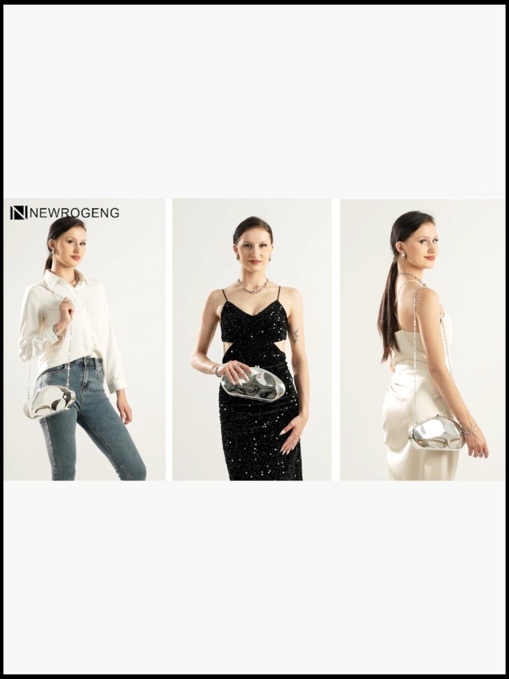 Acrylic Clutch Evening Bag with Chain Detachable Shoulder Strap Magnetic - Picture 7 of 7